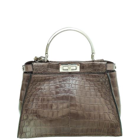 fendi peekaboo large brown|fendi peekaboo crocodile.